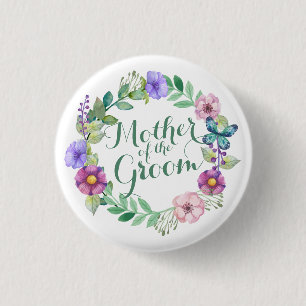 Mother of the Groom Elegant Floral Weddng Button