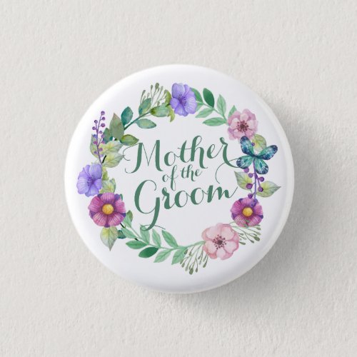Mother of the Groom Elegant Floral Weddng Button