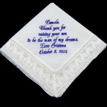 Mother Of The Groom Embroidered Gift Handkerchief by EllaWinston at Zazzle