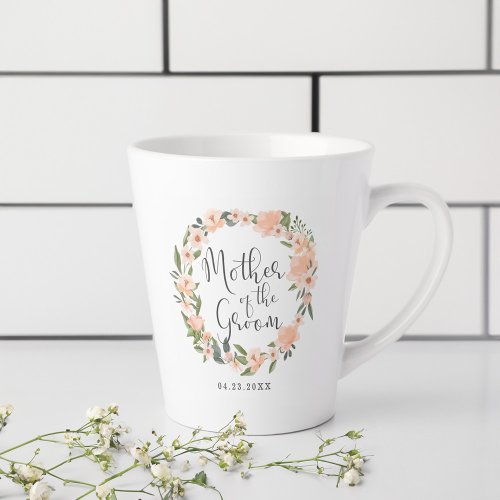 Mother Of The Groom Floral Watercolor Wreath Photo Latte Mug