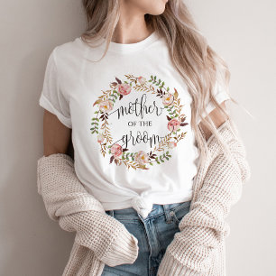 Womens Mother Of The Groom Blush Floral Wreath T Shirt