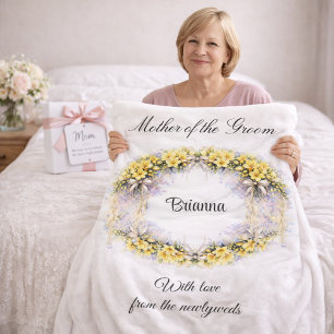 Mother of the Groom Freesia Wreath Wedding Gift  Fleece Blanket