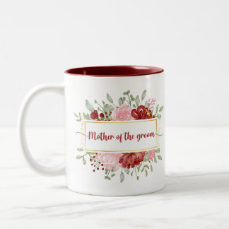 Mother of the Groom Gift Elegant Watercolor Floral Two-Tone Coffee Mug