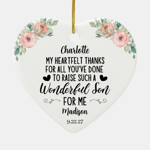 Mother of the Groom Gift with A thank you message Ceramic Ornament
