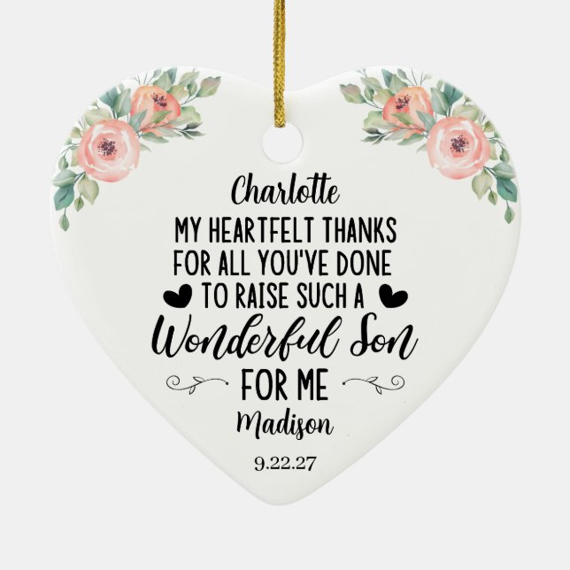 Mother of the Groom Gift with A thank you message Ceramic Ornament (Back)