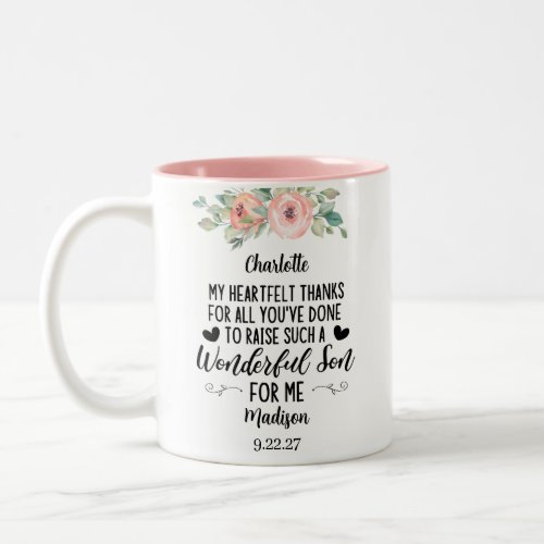 Mother of the Groom Gift with A thank you message Two_Tone Coffee Mug