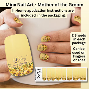 Mother of The Groom, Golden Flowers Wedding Set  Minx Nail Art