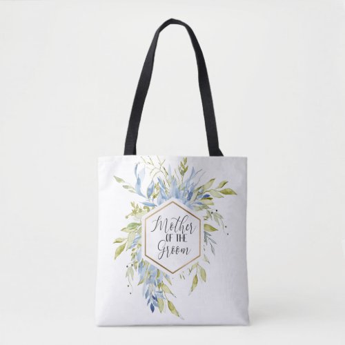 Mother of the Groom Green Blue Greenery Wedding Tote Bag