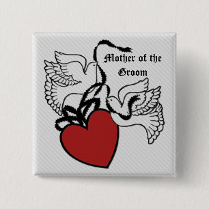 Mother Of The Groom Heart Doves Button