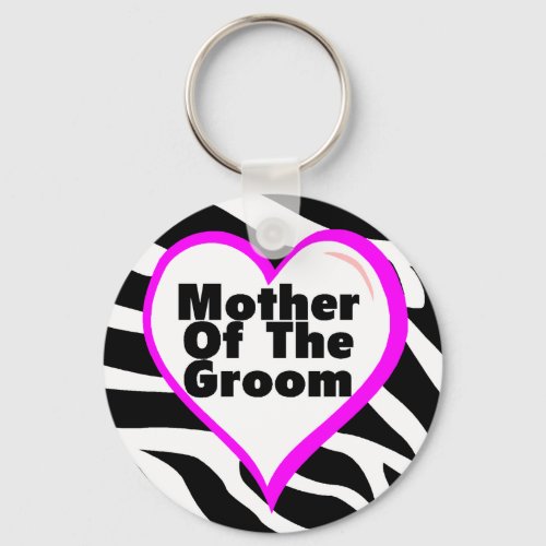 Mother Of The Groom Heart Zebra Stripes Keychain