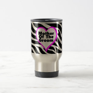 Mother Of The Groom (Heart Zebra Stripes) Travel Mug