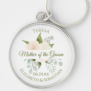 Mother of the Groom Ivory Peach Roses Wedding Keychain