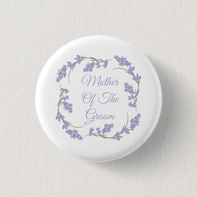 Mother of the Groom Lavender Floral Wreath  Button (Front)