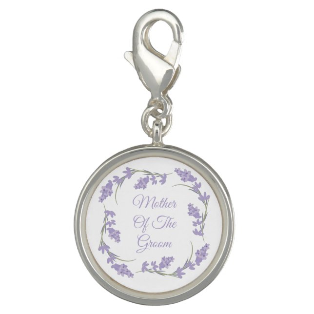 Mother of the Groom Lavender Floral Wreath  Charm (Front)