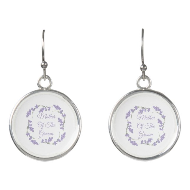 Mother of the Groom Lavender Floral Wreath Earrings (Front)