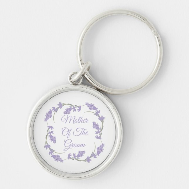 Mother of the Groom Lavender Floral Wreath  Keychain (Front)
