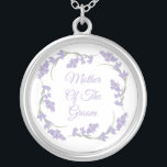 Mother of the Groom Lavender Floral Wreath  Silver Plated Necklace<br><div class="desc">Mother of the Groom Lavender Floral Wreath Tote Bag</div>