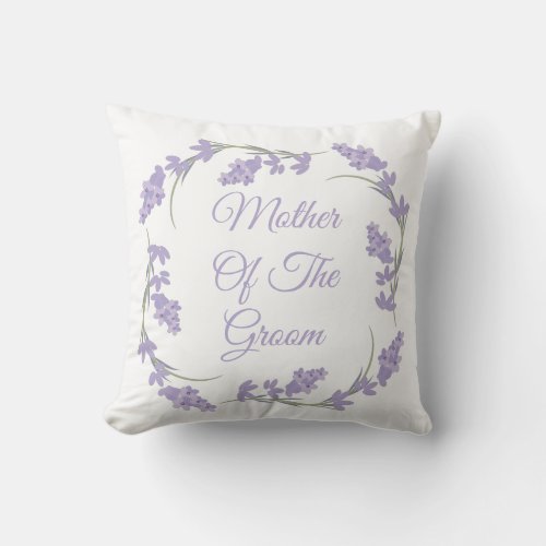 Mother of the Groom Lavender Floral Wreath Throw Pillow