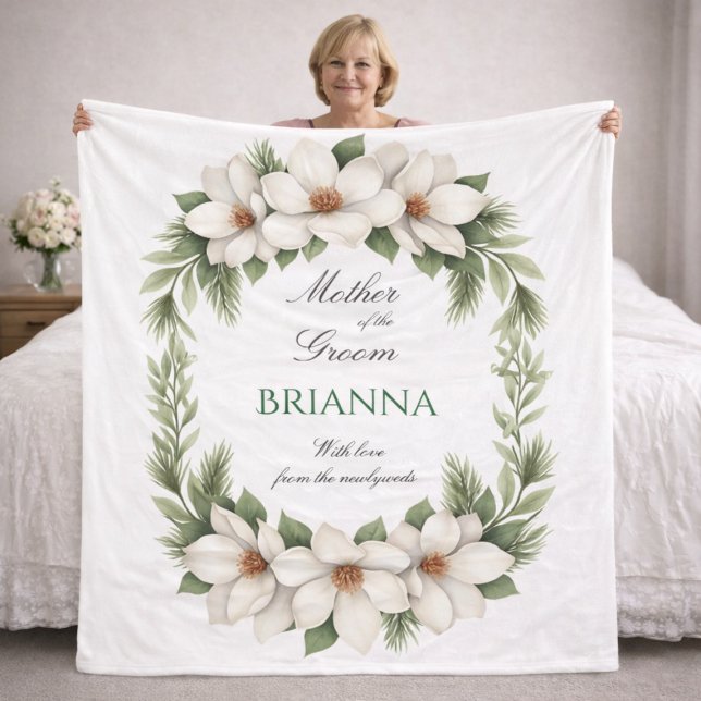 Mother of the Groom Magnolia Wedding Gift   Fleece Blanket (Creator Uploaded)