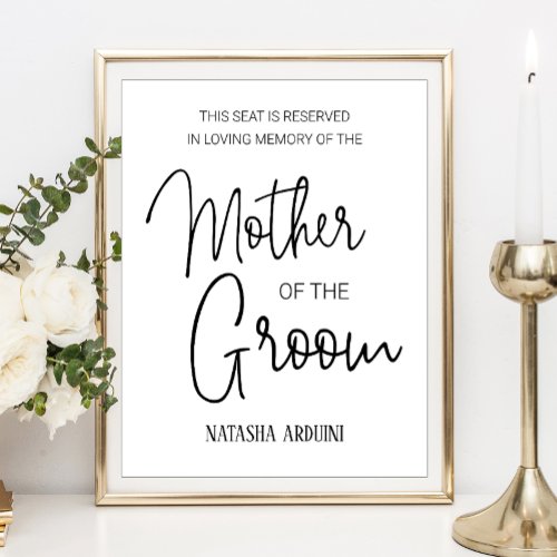 Mother of the Groom Memorial Reserved Seat Wedding Poster