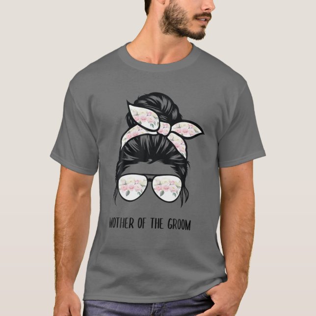 Mother Of The Groom Messy Bun Hair Flower T-Shirt (Front)