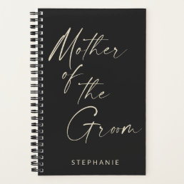 Mother of the Groom Minimalist Personalized Black Notebook