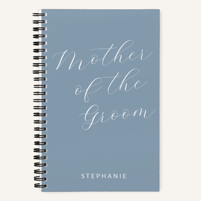 Mother of the Groom Minimalist Personalized Blue Notebook (Front)
