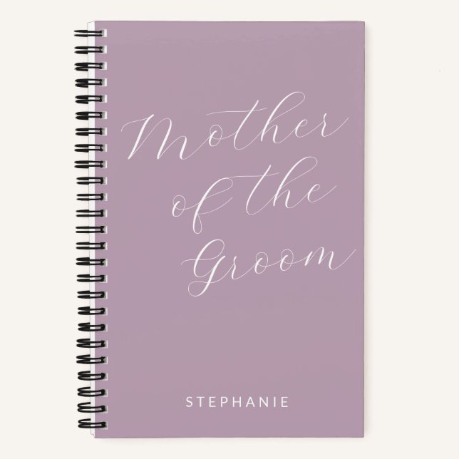 Mother of the Groom Minimalist Personalized Lilac Notebook (Front)