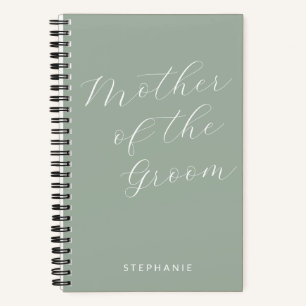 Mother of the Groom Minimalist Personalized Sage Notebook