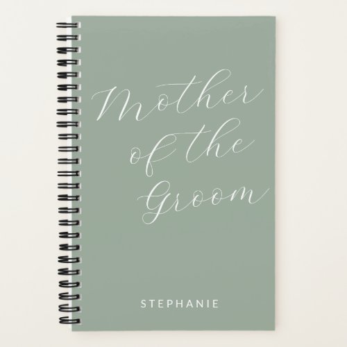 Mother of the Groom Minimalist Personalized Sage Notebook