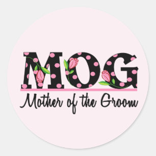 Mother of the Groom (MOG) Tulip Lettering Classic Round Sticker