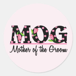 Mother of the Groom (MOG) Tulip Lettering Classic Round Sticker