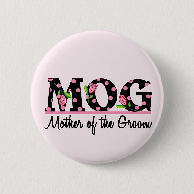 Mother of the Groom (MOG) Tulip Lettering Pinback Button (Front)