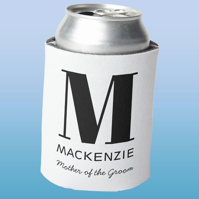 Mother of the Groom Monogram Name Can Cooler (Mother of the Groom monogram initial personalized can cooler)