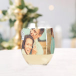 Mother of the Groom Photo Collage Stemless Wine Glass<br><div class="desc">Create a perfect keepsake gift for the mother of the groom. This stemless wineglass is ready to be personalized with three of your favorite photos and features a white tag with the message "Mother of the Groom" written on it in black script lettering.</div>