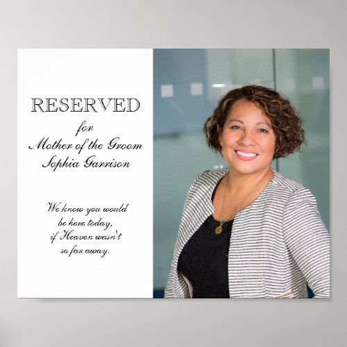 Mother of the Groom Photo Memorial Seat Wedding Poster