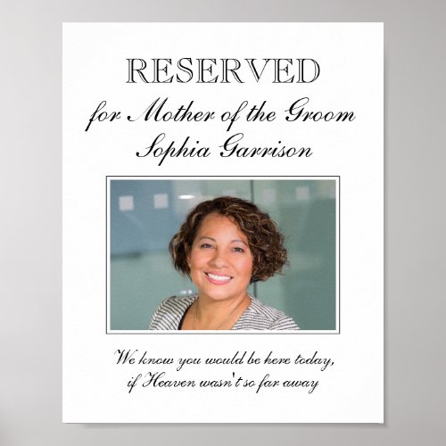 Mother of the Groom Photo Wedding Memorial Poster