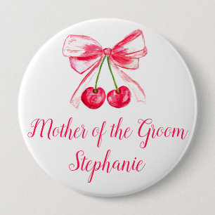 Mother of the Groom Pink Bow Coquette Wedding Button