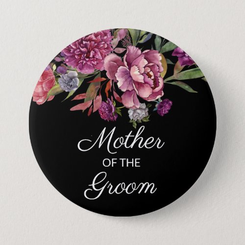 Mother of the Groom Purple Floral Black   Button