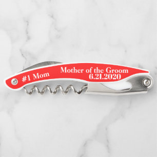 Mother of the Groom Red Wedding Favor Corkscrews