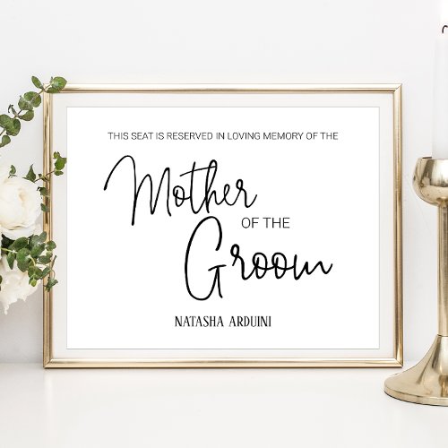 Mother of the Groom Reserved Seat Memorial Wedding Poster