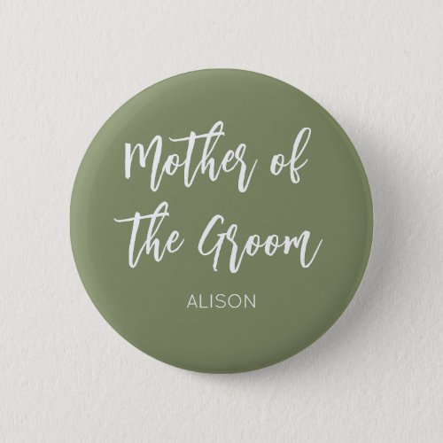 Mother of the Groom Sage Green White Button