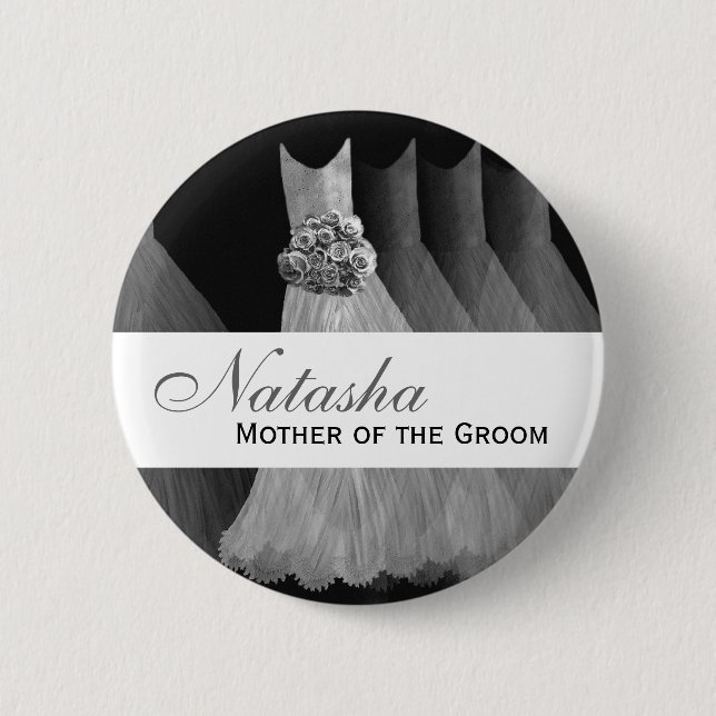 MOTHER OF THE GROOM Silver Gowns F201A Pinback Button (Front)