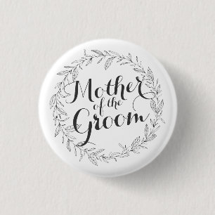 Mother of the Groom Simple Floral Wedding Button