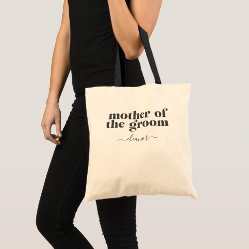 Mother of the Groom Simple Modern Custom Black Tote Bag