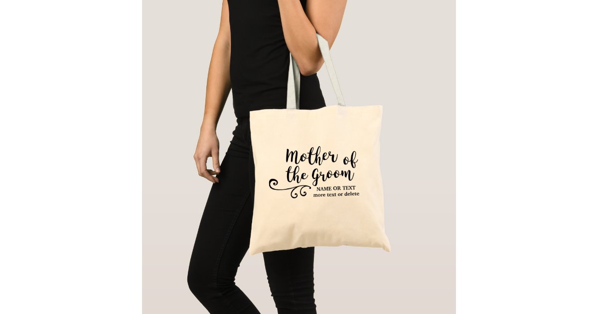 Blue girly modern script mother of the groom tote