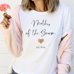 Mother of the Groom | Trendy Script and Heart T-Shirt<br><div class="desc">This beautiful,  stylish shirt for the mother of the groom features trendy handwritten script in black,  with a little faux rose gold look heart and a spot for her name.</div>