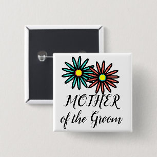Mother of the Groom Turquoise Coral Flowers Button