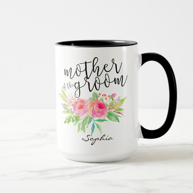 Mother of the Groom|Watercolor Floral Personalized Mug (Right)