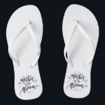 Mother of the Groom Wedding Calligraphy Flip Flops<br><div class="desc">For further customization, please click the "Customize" button and use our design tool to modify this template. If the options are available, you may change text and image by simply clicking on "Edit/Remove Text or Image Here" and add your own. If you wish to have this design added to a...</div>